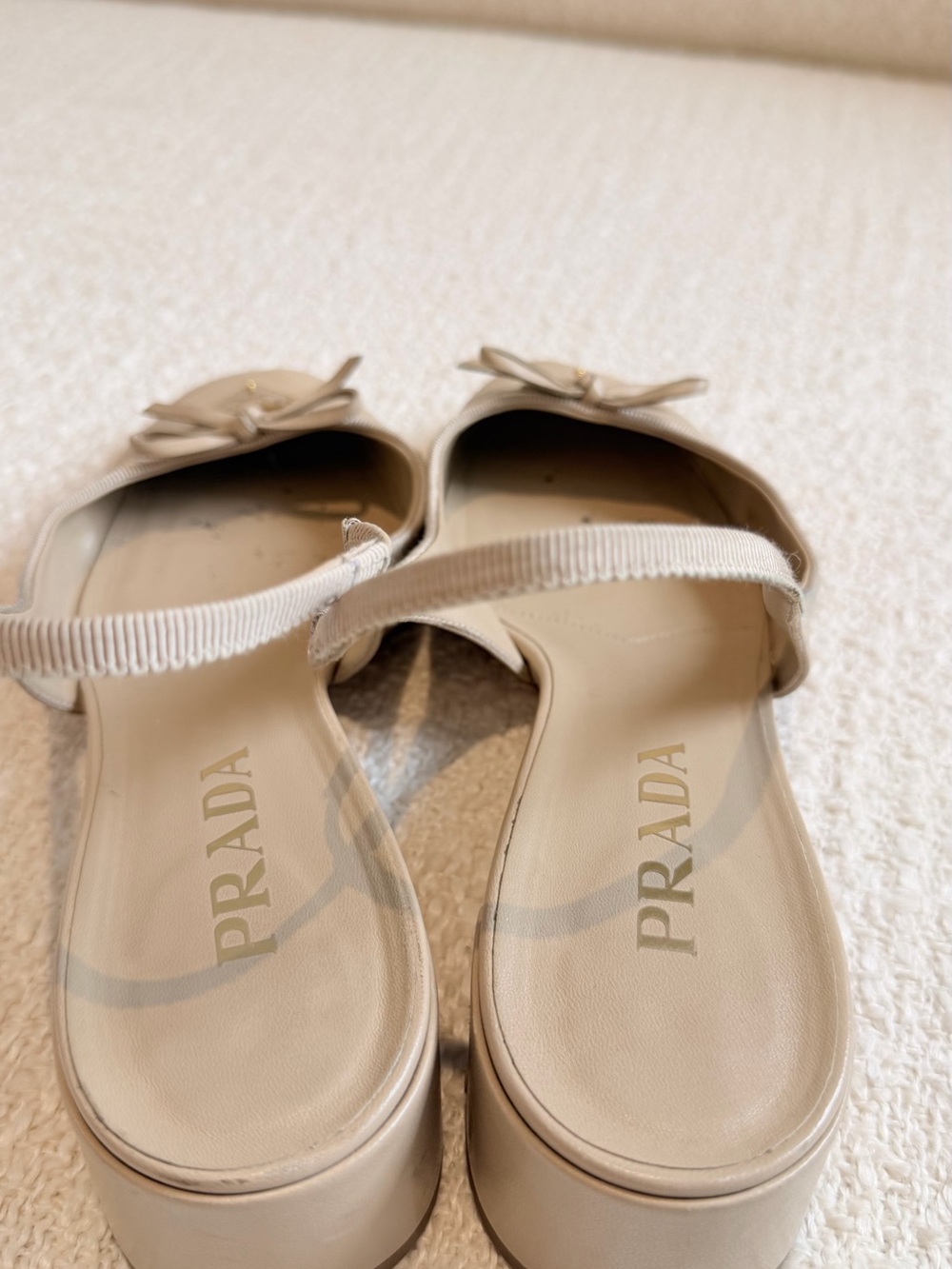 Prada Leather Slingback Pumps – Beige | Size EU 37 / US Women’s 7 | Authentic - Picture 7 of 9